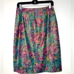 Vintage Floral Brocade Pencil Skirt in Size 8
